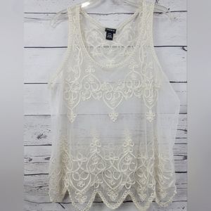 Torrid Sleevless Sheer Embroidered Blouse